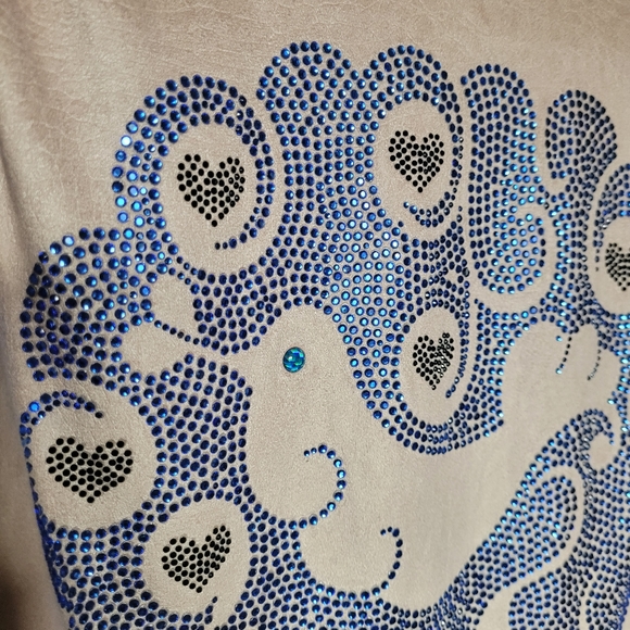 Custo Peace Dove Embellished Croc Embossed Faux Suede Blouse Blush Pink small - Picture 7 of 11